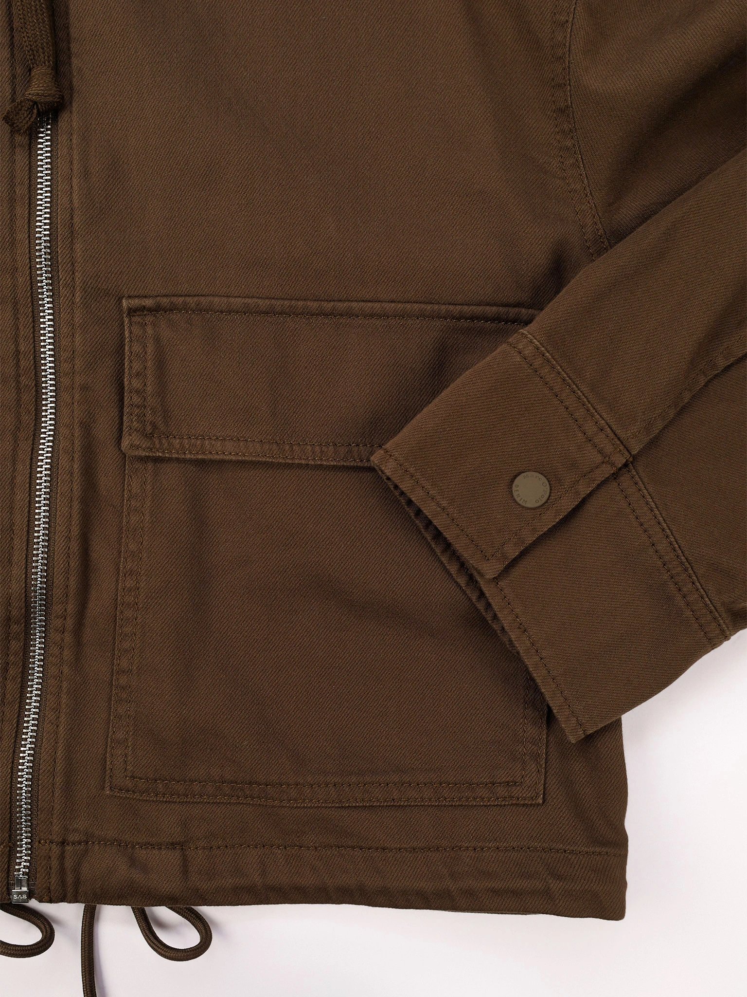 Куртка укороченная темно-коричневого цвета из смесового хлопка